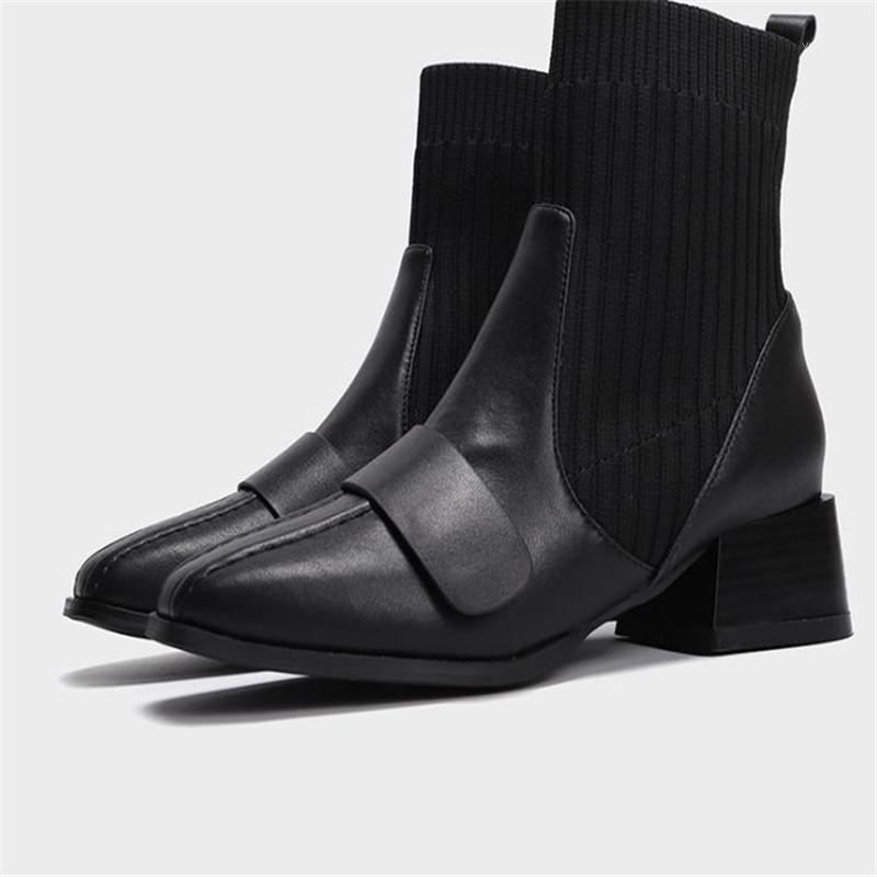 

New high-heeled and middle tube women's car line square fashion women's shoes in winter 20211, Coffee