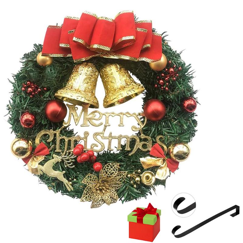 

Christmas Wreath Door Hanging Teng Strip Simulation Flowers Window Decoration Christmas Ornaments Home Decor New Year's Garland