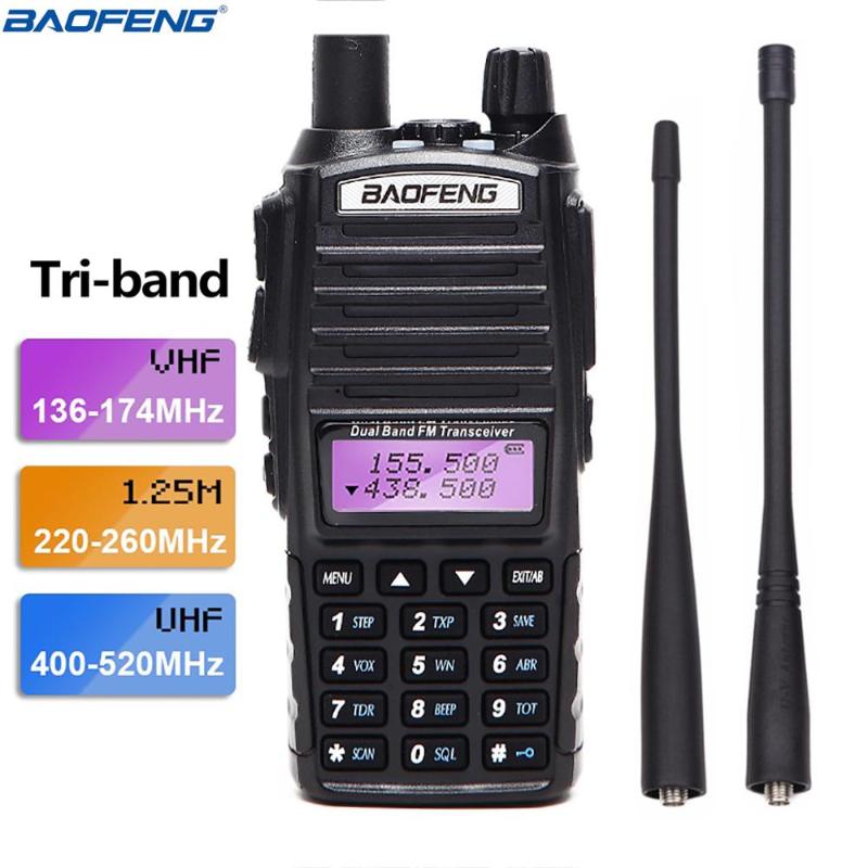 

BaoFeng UV-82T Tri-Band 136-174/220-260/400-520Mhz 2Pcs Antennas 2-PAmatuer Ham Portable Radio Walkie Talkie