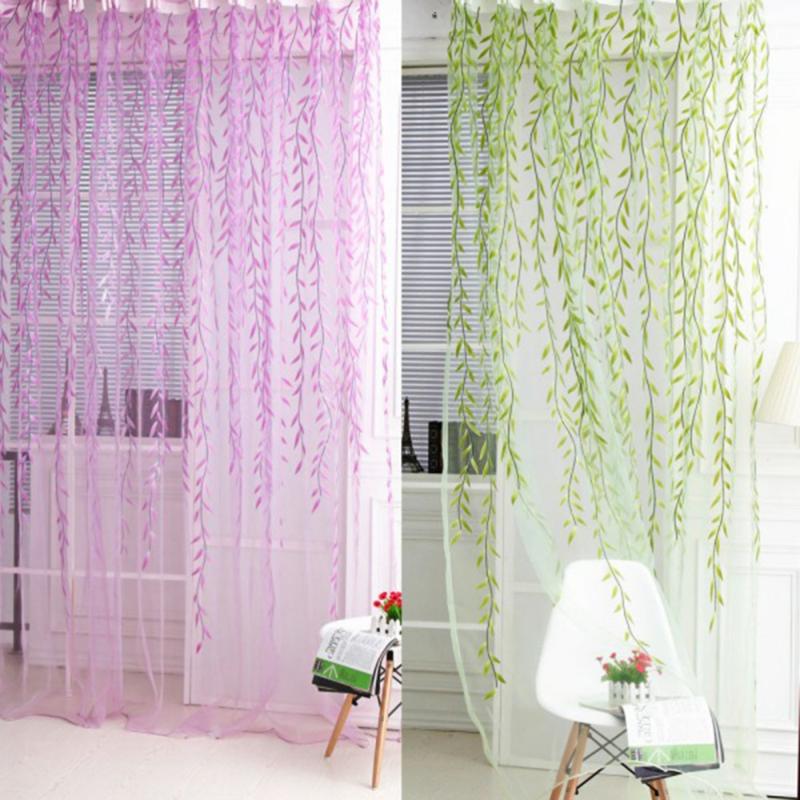 

39.3"*78.6" Country Style Curtains for Living Room Blinds Voile Tulle Room Curtain Sheer Panel Drapes, Purple