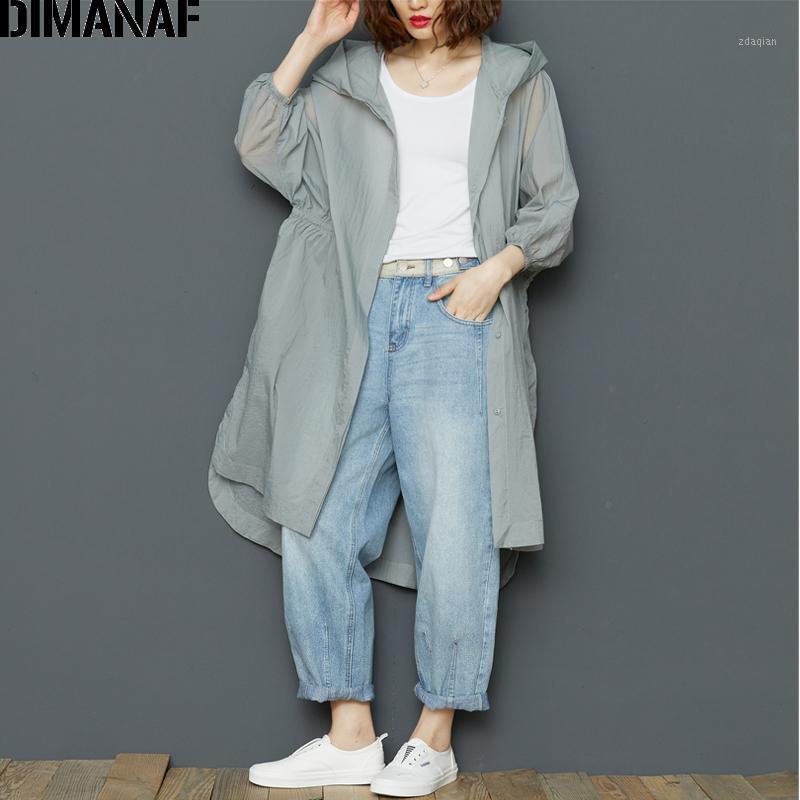 

DIMANAF Plus Size Jacket Coat Women Clothing Hooded Casual Lady Outerwear Loose Pockets Button Batwing Sleeve Long Cardigan Thin1, Wen3937