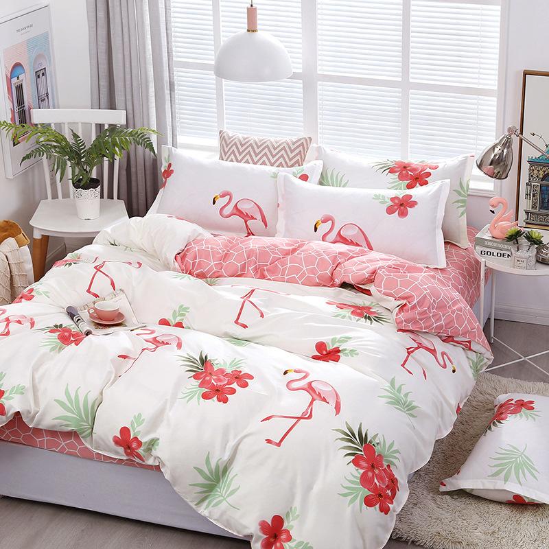 

Bedding Set Animal 3/4pcs Family Set Include Bed Sheet Duvet Cover Pillowcase Boy Room Decoration, Pink