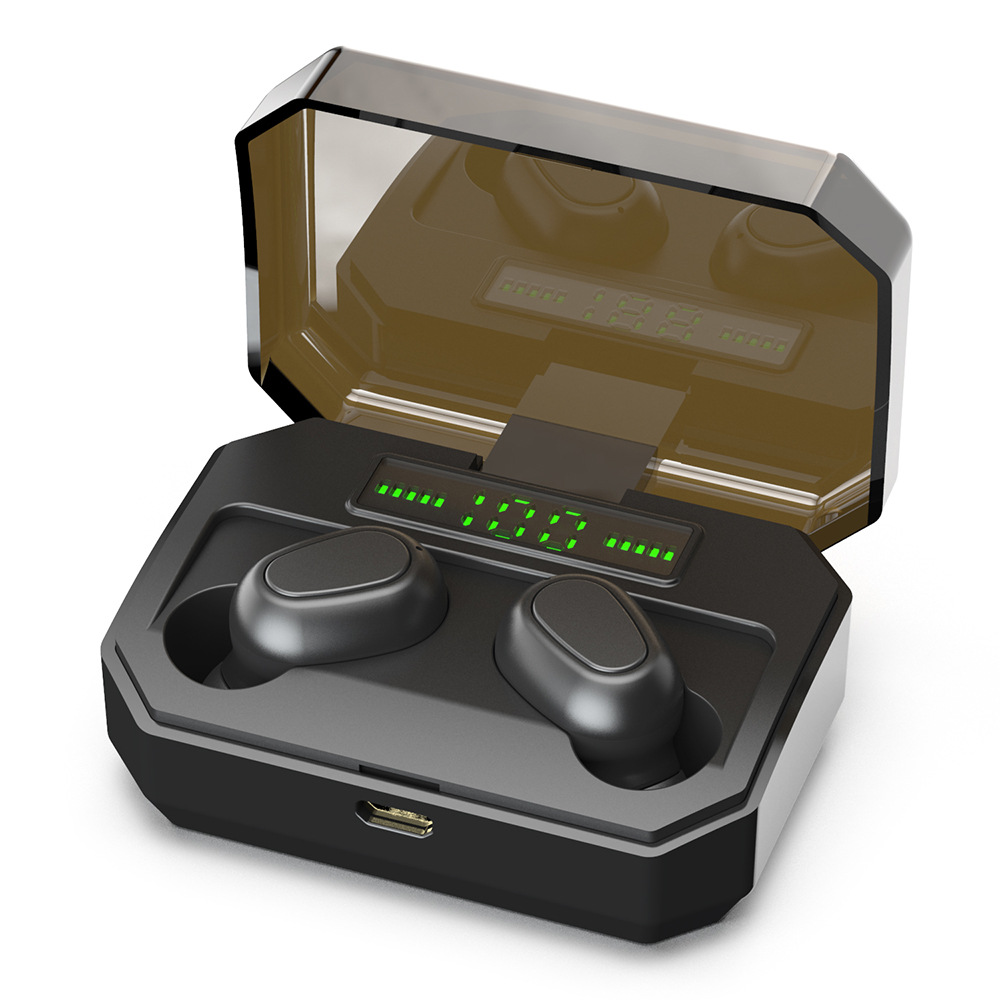 

tws new cross-border exclusively for L25 wireless bluetooth headset 5.0 mini invisible in-ear stereo headset with digital display, Black