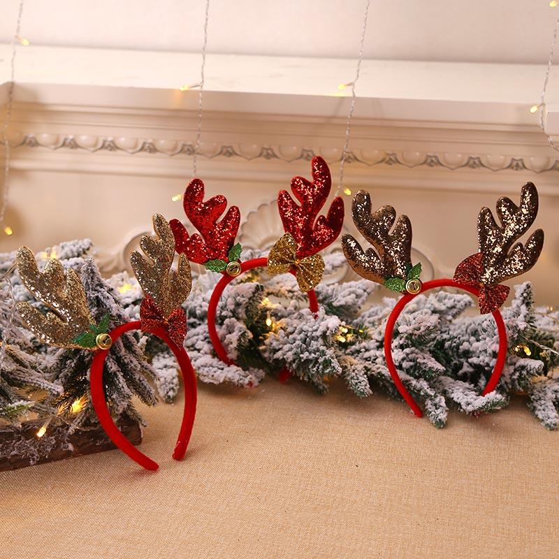 

Christmas Decorations New Antlers Bell Head Buckle Long Antler Children Show Girls Boys Christmas Bowknot Headband Hair Band