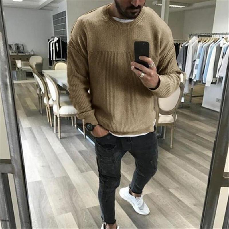 

Men Sweaters 2021 Autumn Winter Fashion Casual Slim Fit Cotton Knitted Mens Wool Sweaters Pullovers Clothing, Black