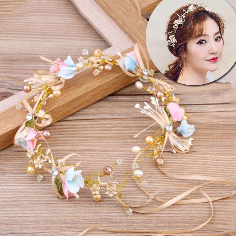 

Hair Clips & Barrettes 2022 Bride Wedding Accessories Gorgeous Flower Headbands Braided Vine Pearl Headpiece Ornament For Women Girls, Golden;silver