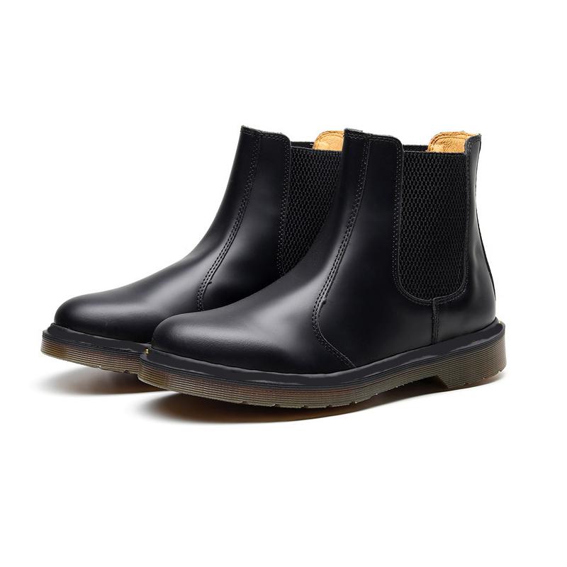 New unisex casual slip-on women fashion designer short martin boots high quality real leather black ankle boots large size 35-48