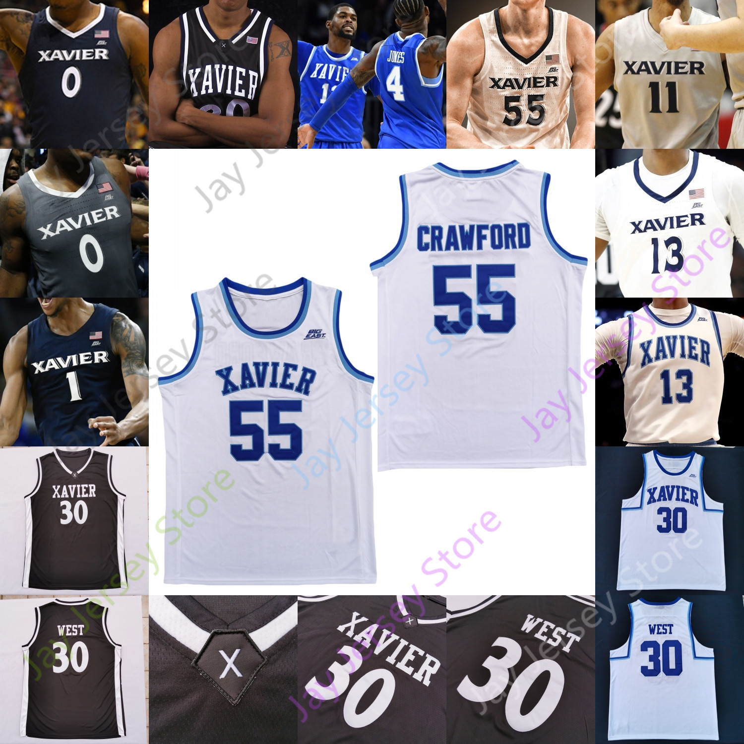 

Xavier Basketball Jersey NCAA College Tyrique Jones Naji Marshall Paul Scruggs Zach Freemantle Bryce Moore Quentin Goodin Dahmir Bishop, White ii