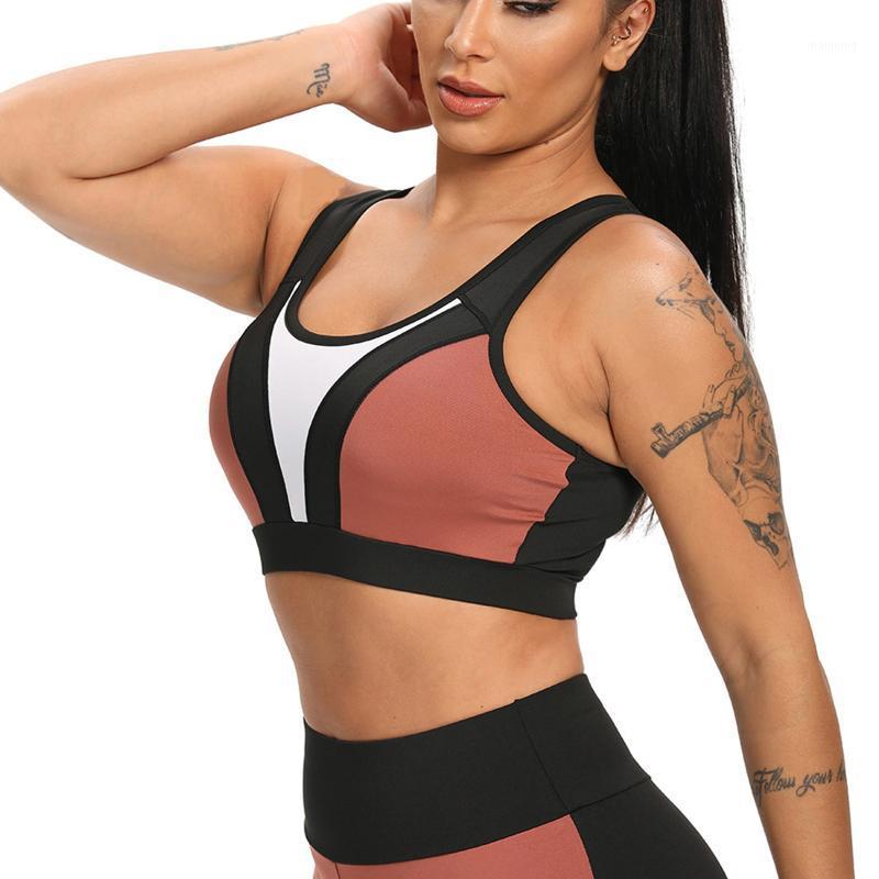 

Ladies Sports Underwear Training Shockproof Fashion Slim High Elastic Moisture Wicking Stitching Running Sports Fitness Yoga Bra1, Pink