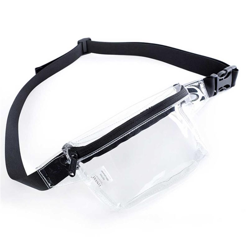 

2020 Fashion Women Men Fanny Pack New Style PVC Clear Transparent Zipper Waterproof Waist Pack Lightweight Crossbody Chest Bag, Sky blue