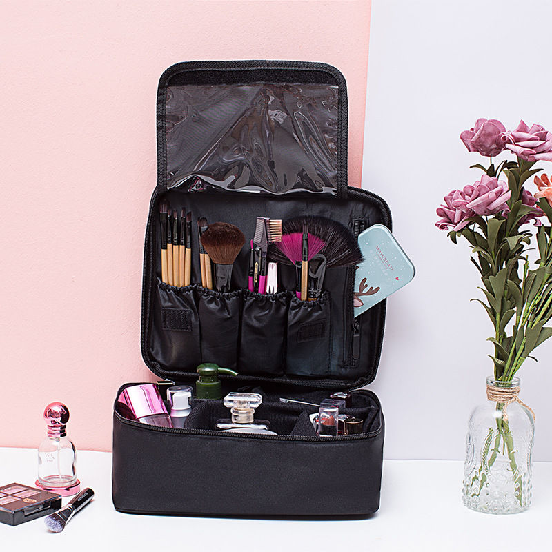 

Fashion canvas women ladies cosmetic bag make up bag cosmetic storage bag Customized logo handbag tote clutch purses, Fuchsia style 2