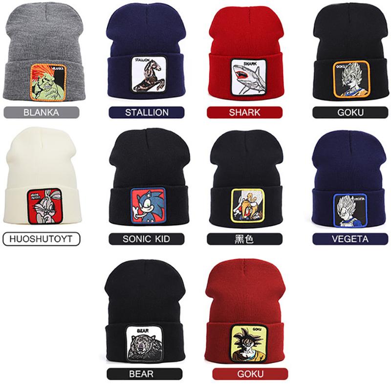 

Knitted Hats for Man Winter Autumn Beanies for woman Embroidery label Retro Skullies Fishman Cap Unisex, Red daffy