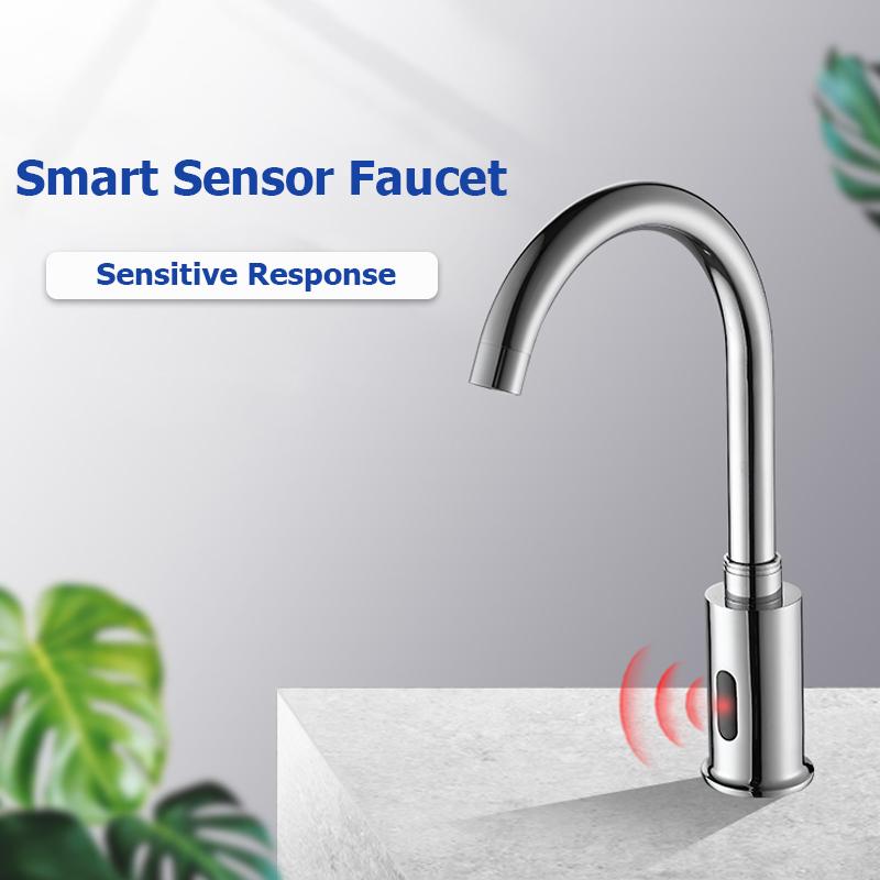 

Kitchen Faucets Automatic Infrared Sensor Sink Faucet Brass Commercial Water-Saving Single Cold Water Deck Mount Basin Faucet