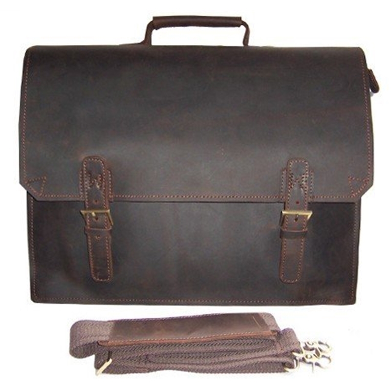 

Pasta De cavalo Louco do bolsa negcios Dos Homens Couro laptop Maleta ombro saco 14, Brown