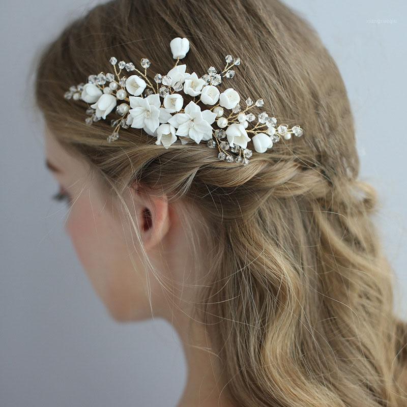 

Hair Clips & Barrettes Bridal Tiaras Wedding Acceaaories For Women Golden White Floral Pearl Crystal Headbands Leaf Combs Headpieces, Golden;silver
