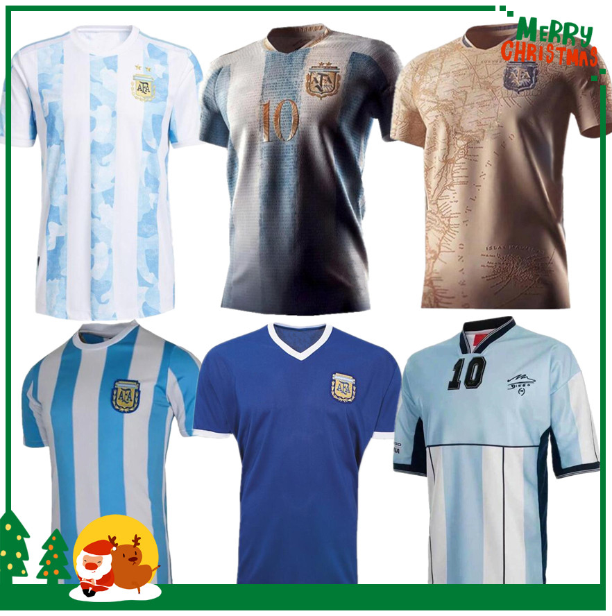 

20 21 Argentina MARADONA soccer Jerseys 2021 DYBALA DI MARIA KUN AGUERO football shirt Retro 1978 1986 kids kit + Men, 2020 argentina home
