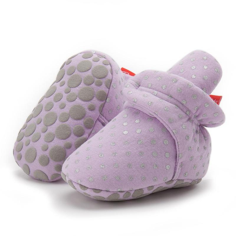 

Winter Cotton Fabric Baby Boy Girl Soft-Soled Polka Dot Warm Toddler Boots Hook & Loop Shoes Newborn First Walking Shoes, Black