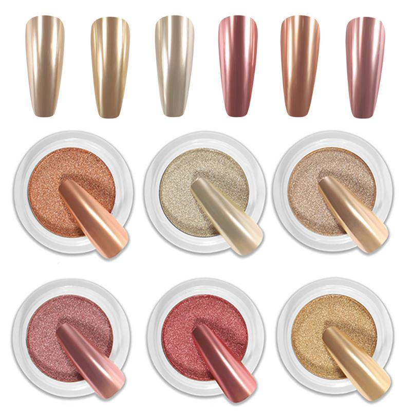 

6 Colors Mirror Effect Nail Chrome Powder Nail Glitter Holographic Laser Manicure Titanium Powder DIY Art Decoration