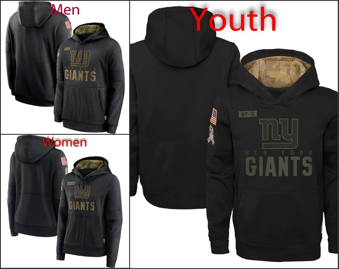 

New YorkGiantsSalute to Service Men Women Youth Black Pullover Performance Hoodie, Men s-4xl