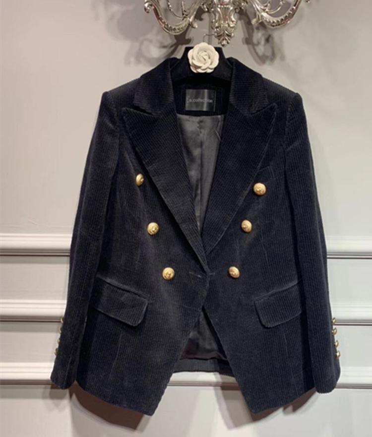 

Good Quality Garantee Corduroy Blazer Women Top Autumn Winter Lady Fancy Coat Veste Femme Chaqueta Mujer, Black