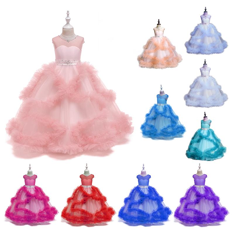 

Girl Sleeveless Party Dress Princess Bead Sweetheart Design Flower Summer Ball Gown Girls Dresses, Champagne