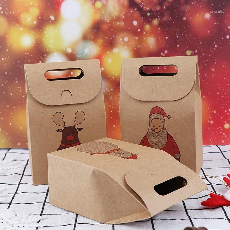 

New 1pcs Elk /Polar bear Xmas Gift Bag Santa Claus Paper Candy Box by Handle Christmas Party Favors Kids Gift Container Supplies1