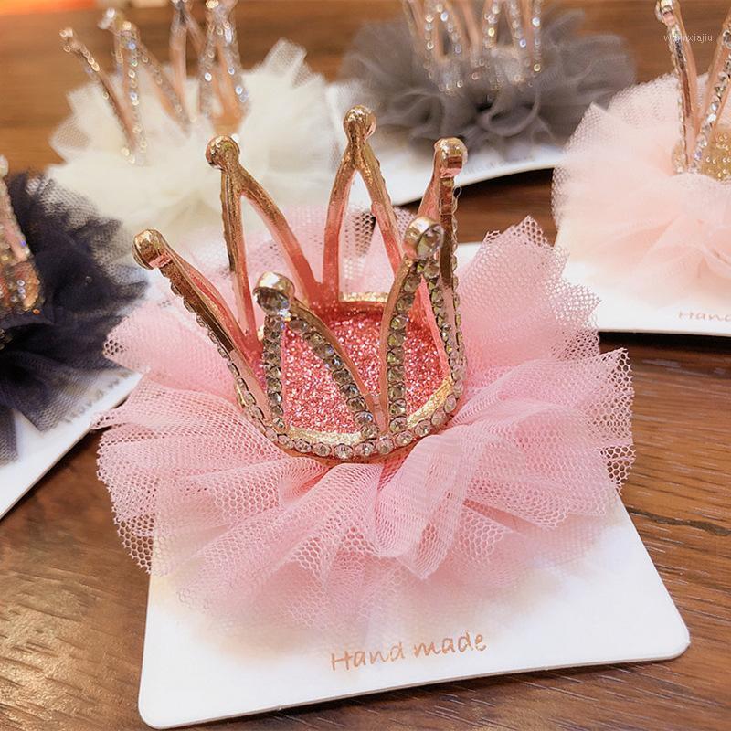 

Korean Children's Hairpin Headdress Girl Princess Mesh Head Flower Stereo Crown Rhinestones Hair Clip Birthday Gifts Accessories1