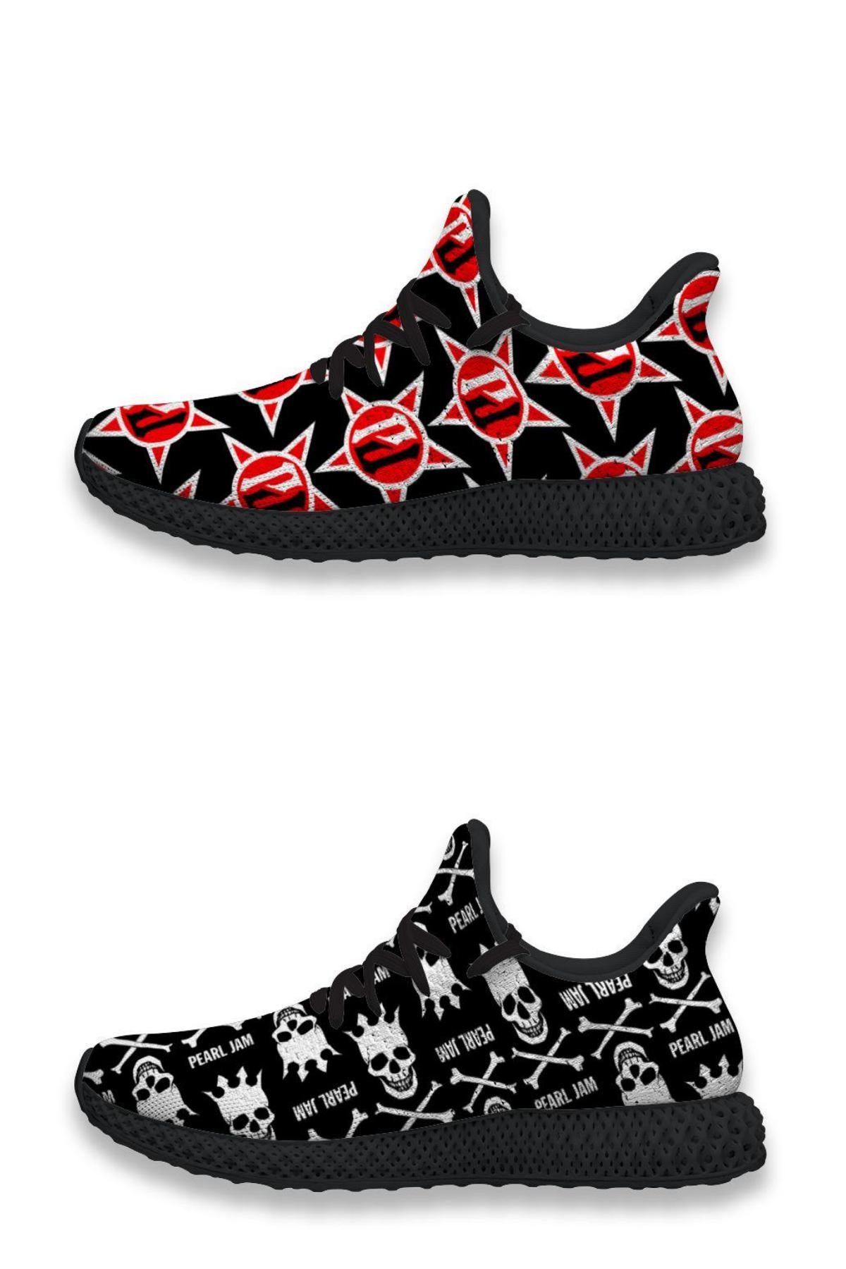 

4D Running Shoes Pearl Jam New York 2008 - Custom Printing Men Womens Personalized Shock Absorbing Casual Athletic Tennis Sport Sneaker, White-pearl jam new york 2008