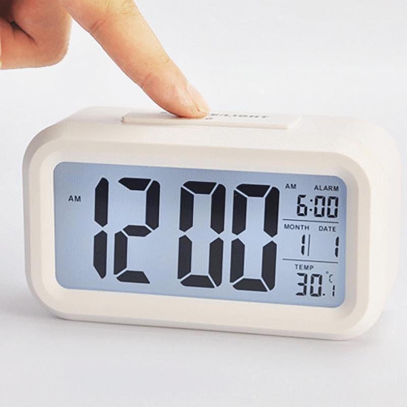 

2019 New Battery Digital Alarm Clock Large LCD Display Light Sensor Nightlight Multifunction Snooze Kids Office Table 3 Colors1