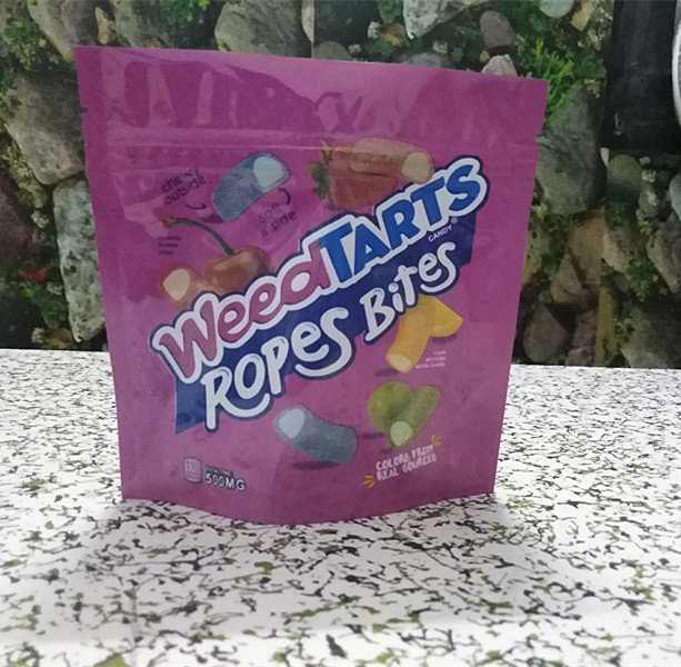 

2021 empty edibles packaging bag ropes brites sweetarts medicated gummies mylar bag zipper resealable smell proof custom design