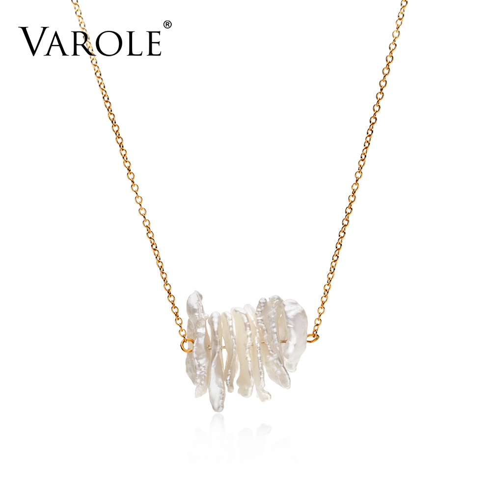 

Varole Summer Style Irregular Freshwater Pearl Necklace Pendant for Women Gold Color Necklace Jewelry Wholesale