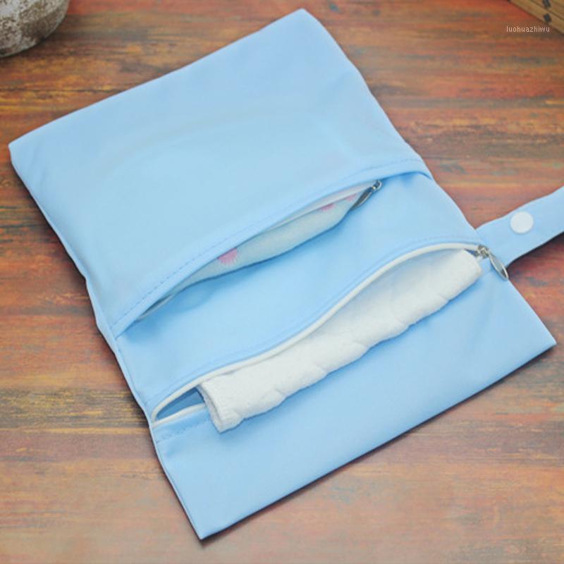 

New Reusable Baby Diaper Bags Double Zippered Wet/Dry Bag Waterproof Wet Cloth Stroller Hanging Outerdoor Diaper Cover WetBag1, Blue