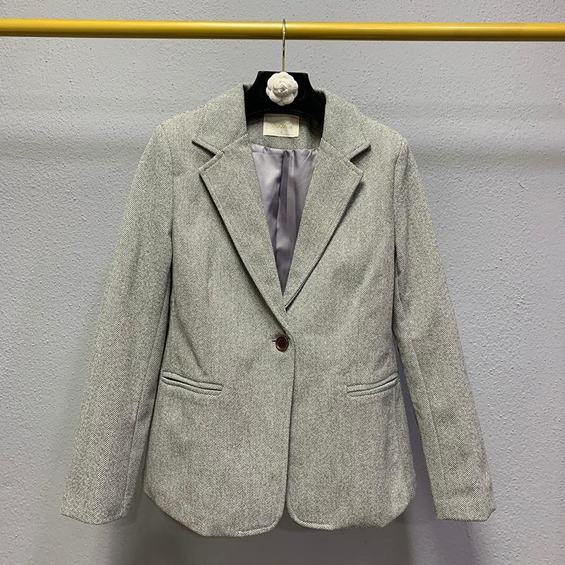 

Fashion Retro Women' Suit Coat New Autumn and Winter High Quality Striped Loose Long Sleeve Ladies Jacket Office Blazer Female