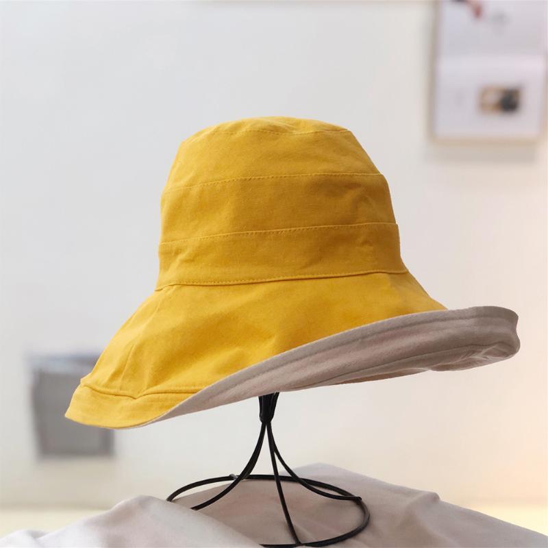 

Women Travel Outdoor Sports Summer Fishing Casual Beach Gift Sun Protection Foldable Soft Bucket Hat Cycling Solid Wide Brim, Yellow