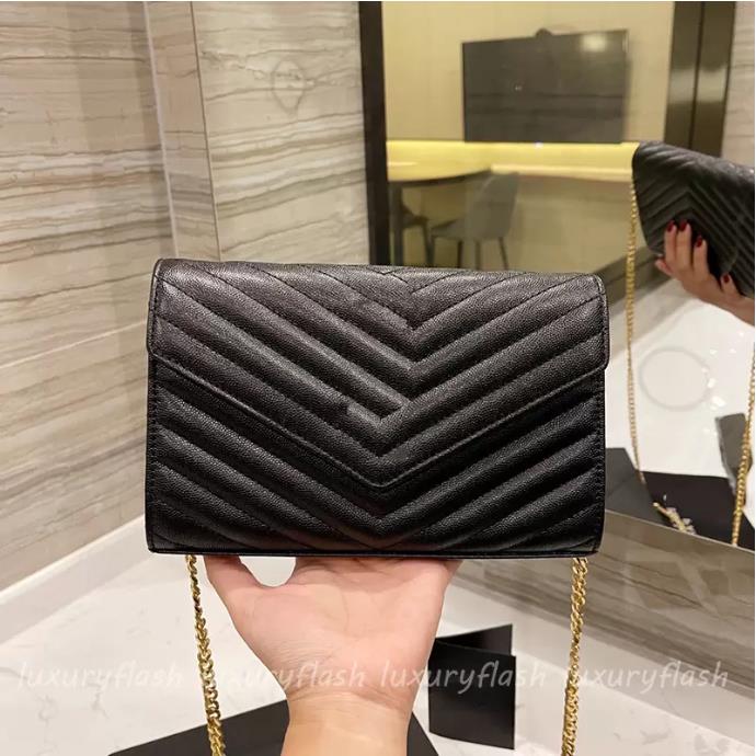 

Genuine Leather Handbag Comes With Box WOC wallet Chain Bag Women luxurys Fashion Designers Bags Female clutch Classic High Quality Girl Handbags, No bag