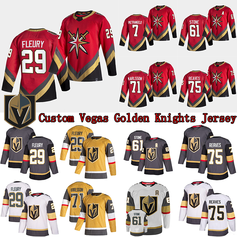 

Custom Vegas Golden Knights Jersey 29 Marc-Andre Fleury 7 Pietrangelo 61 Mark Stone 67 Max Pacioretty 75 Ryan Reaves Hockey Jerseys, 2021 retro jersey