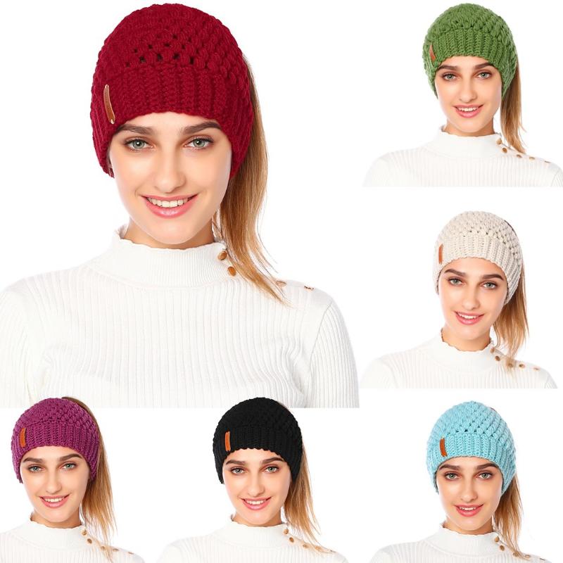 

Cap Beanie Winter Hats For Women Crochet Knit Cap Skullies Beanies Warm Caps Female Knitted Stylish Hat Fashion 2020, Black