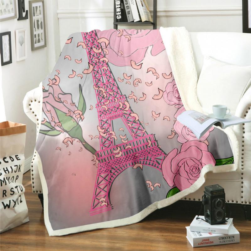 

Hot Sale Eiffel Tower 3D Digital Printing Thick Lamb Wool Blanket Household Blanket Lazy
