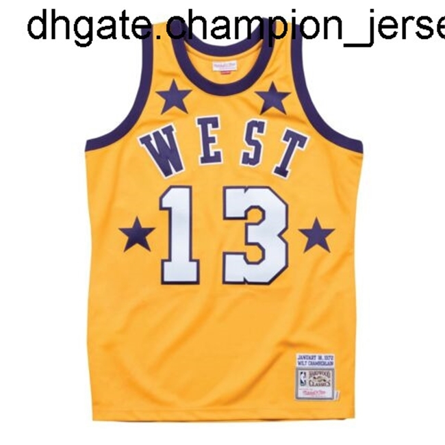 

new goods Cheap Wilt Chamberlain Mitchell Ness 1972 Gold Asg Top Jersey Vest stitched Throwback basketball jerseys, Black