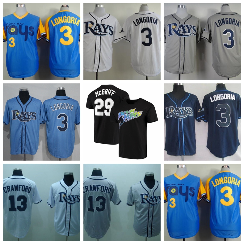 

Retro Baseball 3 Evan Longoria Jersey 13 Carl Crawford 29 Fred McGriff 66 Don Zimmer 19 Aubrey Huff 1988 Vintage Blue White Grey Retire, Navy blue