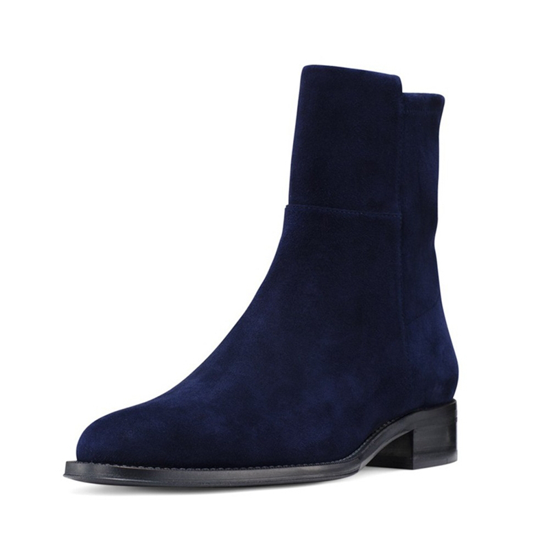

herd England leather women's heels winter slide in middle of calf high-quality street round the boots TL-A0210 I11M