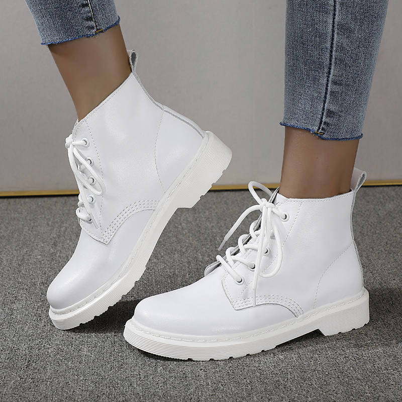 

Women ankle genuine winter leather short fashion Women's motorcycle laced up black platform shoes mujer boots, Grey