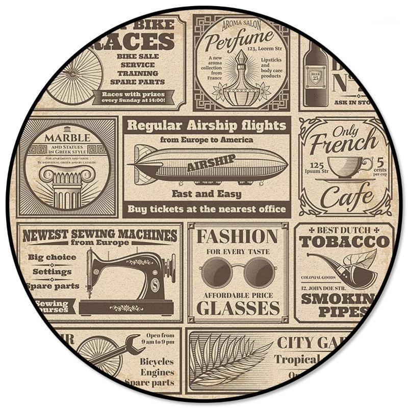 

Newspaper Restore Ancient Printed Round Carpet for Living Room Kids Bedroom Table Sofa Carpet Area Rug Mats1, As pic