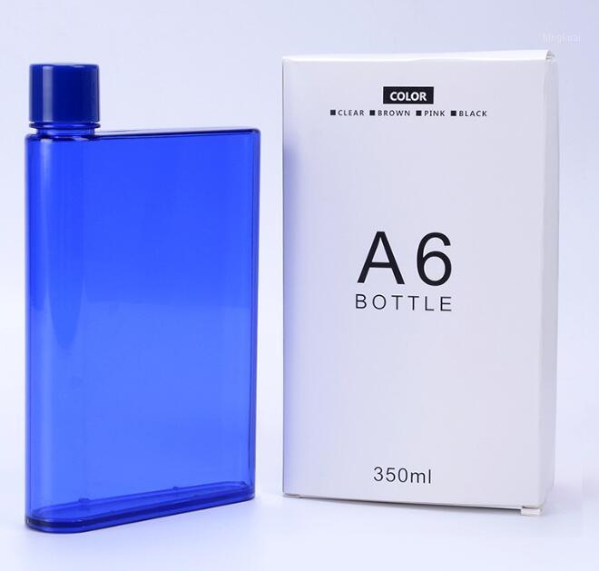 

A6 Notebook Square Flat Water Bottle Creative Gift Portable Cover Student Movement Kettle Plastic Water Bottle1