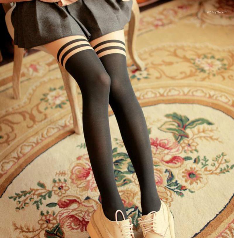 

Girl Cute Pantyhose Kids Tights Knee Fake Velvet Stocking Stripe Cartoon Children's Princess Sexy Tights Pants1, Black