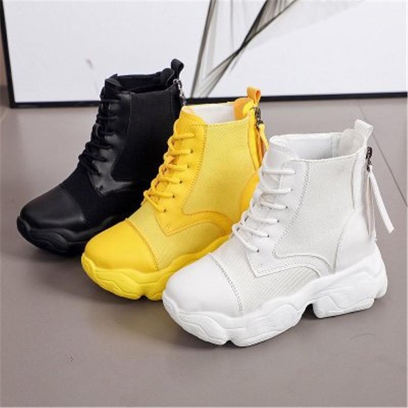 

New Arrival Women Ankle Boots Platforms Canvas Shoes Woman High Heel Inside Height Increasing Boots Lace up Sneakers 35-39 Black1, Hook loop black