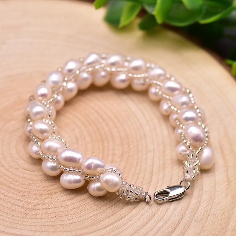 

Bangle MeiBaPJ Hand-woven Freshwater Pearl Will Not Fade 14 K Gold Plated Bracelet Wholesale Women Can Be Adjusted