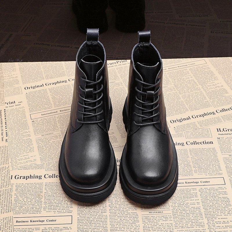 

Women Boots Ankle 2021 Fashion PU Leather High Platform Short Boots Gothic Shoes Autumn Women Front Lace Up Black Combat, Beige