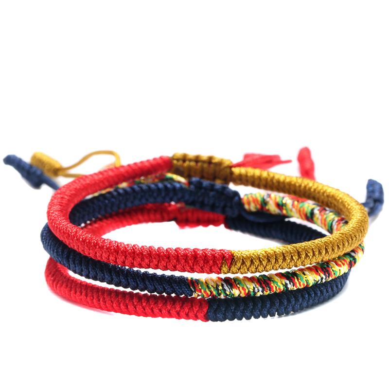 

Handmade Jewelry Multi Color Tibetan Buddhist Lama Braided Knots Lucky Rope Bracelet For Man Women Size Adjustable 1412