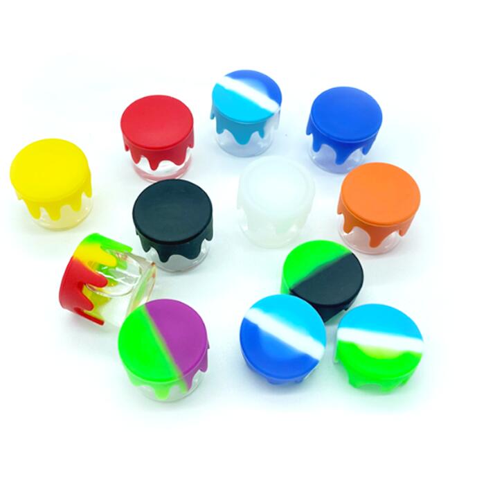 

6ml glass container Nonstick wax containers empty bottle silicone lid box oil jar holder for vaporizer vape dab tool storage